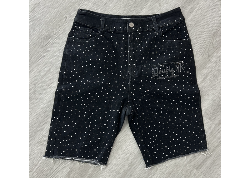 DOUBLE K RHINESTONE SHORTS BLACK