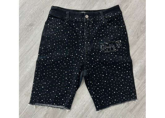 DOUBLE K RHINESTONE SHORTS BLACK