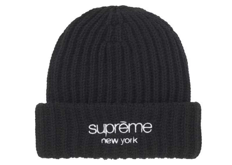 Supreme Chunky Rib Classic Logo Beanie - black