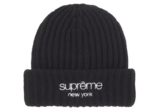 Supreme Chunky Rib Classic Logo Beanie - black