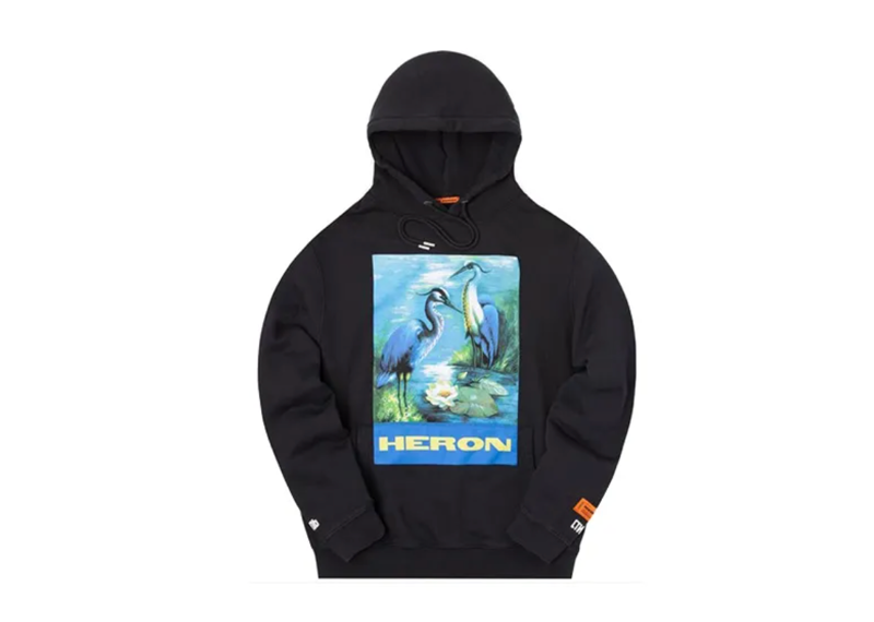 Heron Preston 19AW Hoodir Pullover Hoodie Graphic Print Black Used