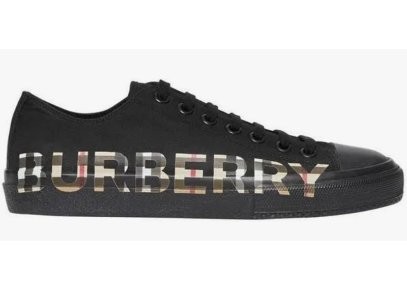 Burberry Vintage Check Logo Print Cotton Gabardine Sneakers