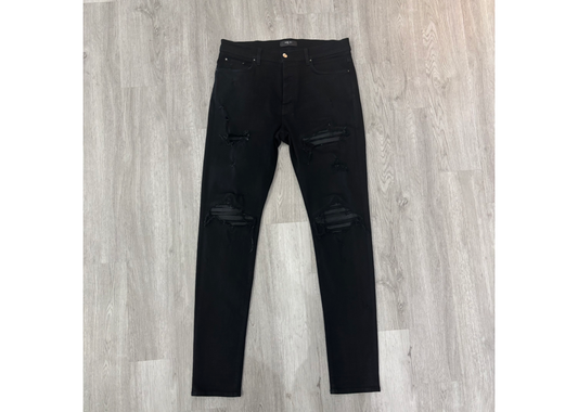 Amiri MX1 Destroyed Black Skinny Jeans