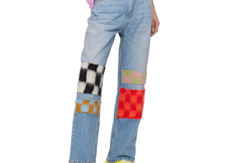 Marni Logo Patch Jeans Pants In Multicolor