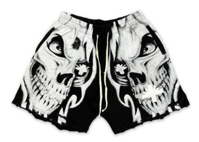 Vertabrae Logo Sweatshorts Skull Black White