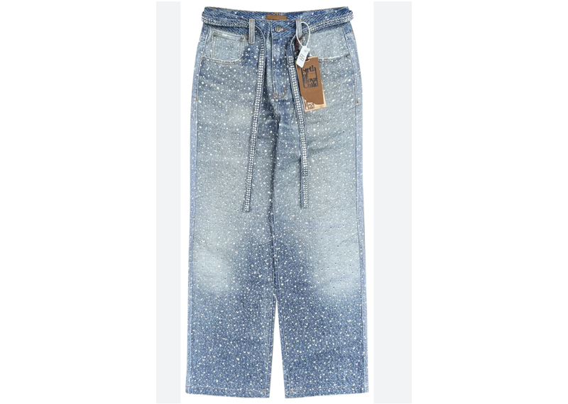 Birth Of Royal Child 3D Printed Washed Swarovski Diamond Jean Blue