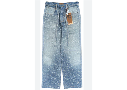 Birth Of Royal Child 3D Printed Washed Swarovski Diamond Jean Blue