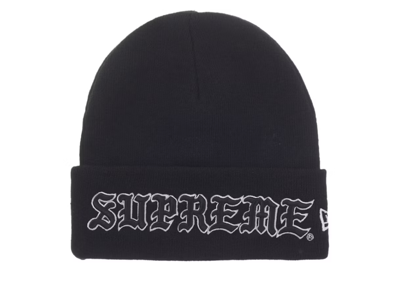 Supreme New Era Old English Beanie - BLACK