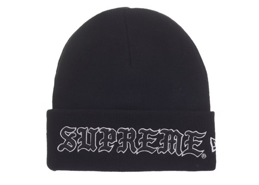 Supreme New Era Old English Beanie - BLACK