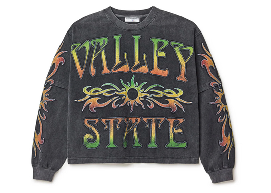 Vale Forever Tribal Layered Long Sleeve Tee Grey Wash