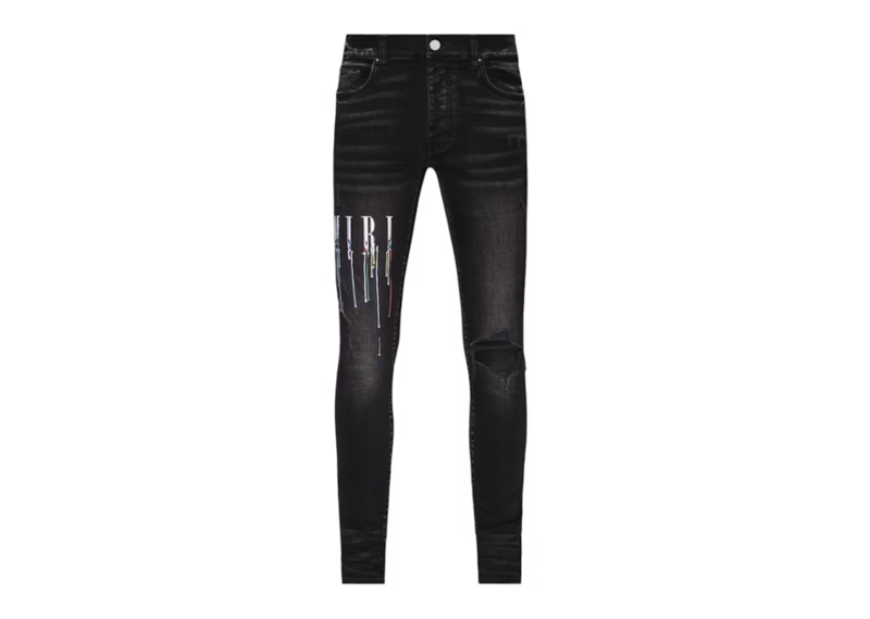 AMIRI Paint Drip Logo Jeans Black