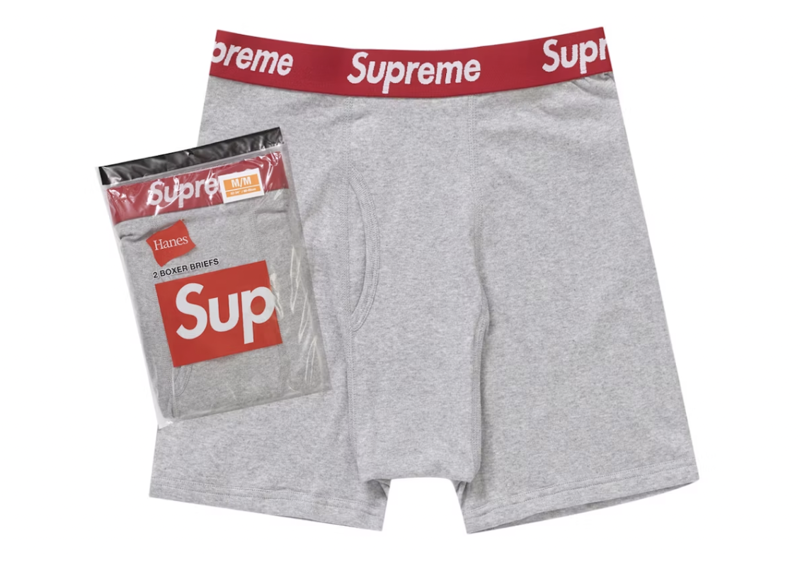 Supreme Hanes Boxer Briefs (2 Pack) Heather Grey