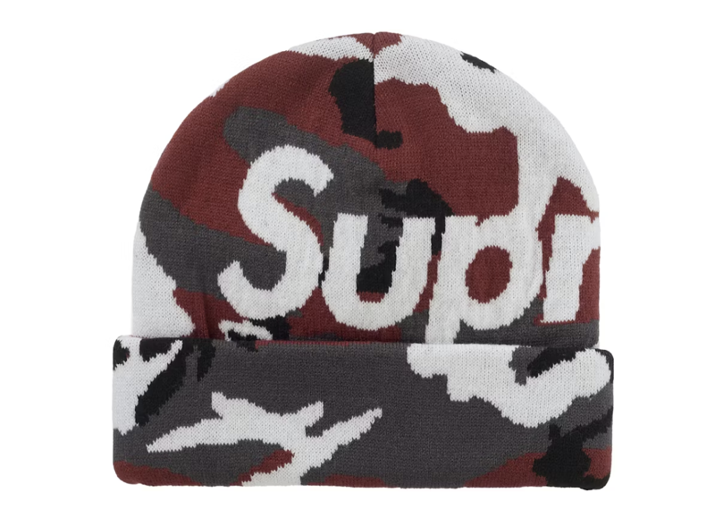 Supreme Camo Big Logo Beanie Red Camo