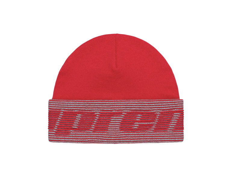 Supreme Reflective Jacquard Beanie Red