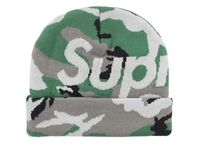 Supreme Camo Big Logo Beanie Green Camo