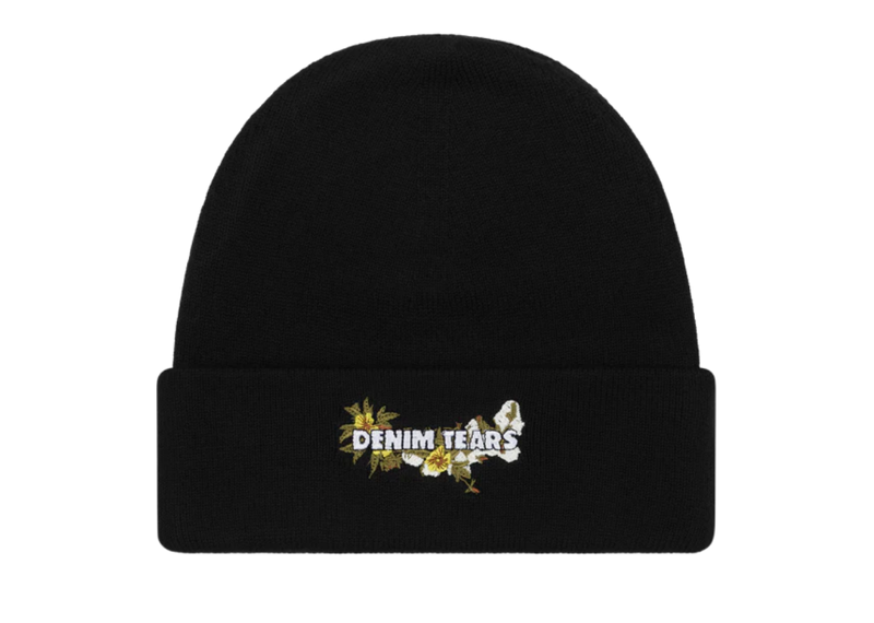 Floral Beanie Black