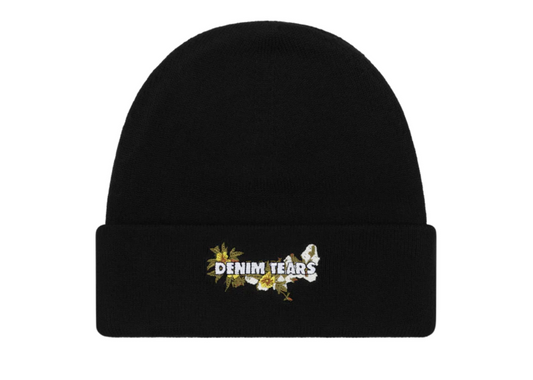 Floral Beanie Black