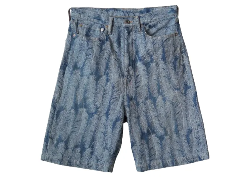 Kapital Magpie Feather Denim 5P Shorts Light Indigo