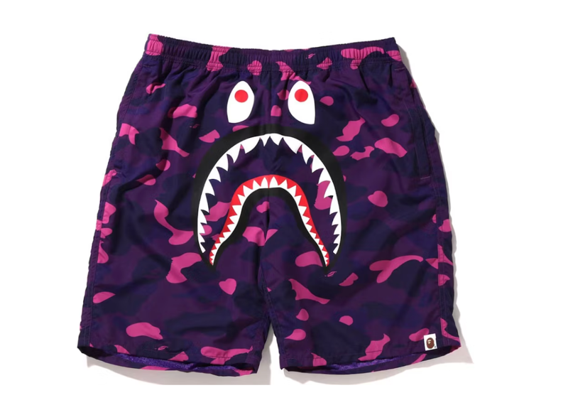 BAPE Color Camo Shark Beach Shorts (SS22) Purple