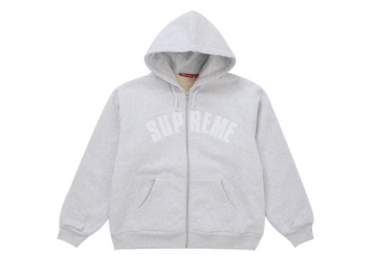 Supreme Arc Thermal Lined Zip Up Hooded Sweatshirt - ash gray