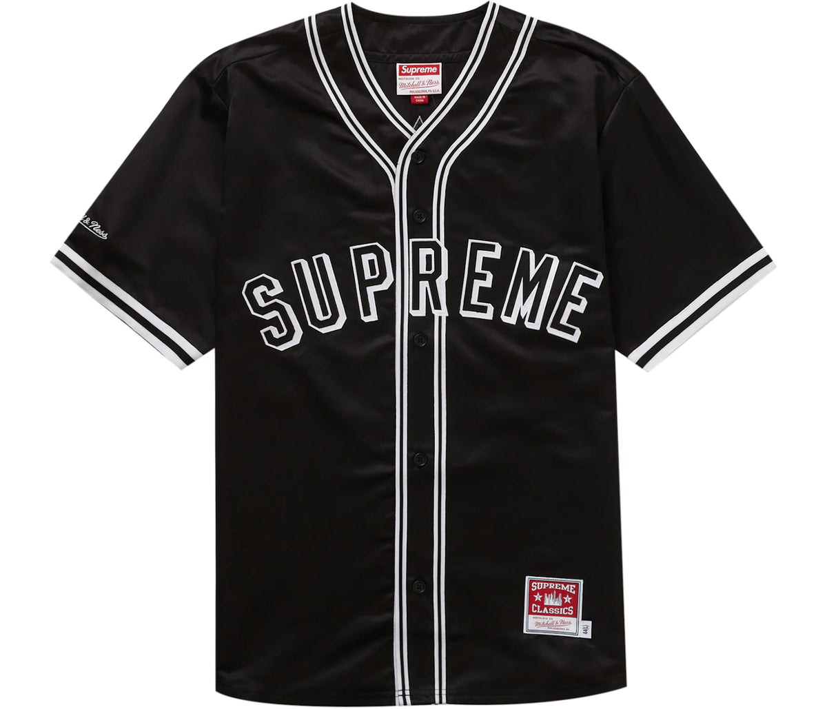Supreme Mitchell & Ness Satin Baseball Jersey Black