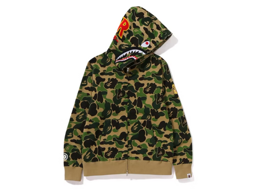 BAPE ABC Camo Shark PONR Full Zip Hoodie Green