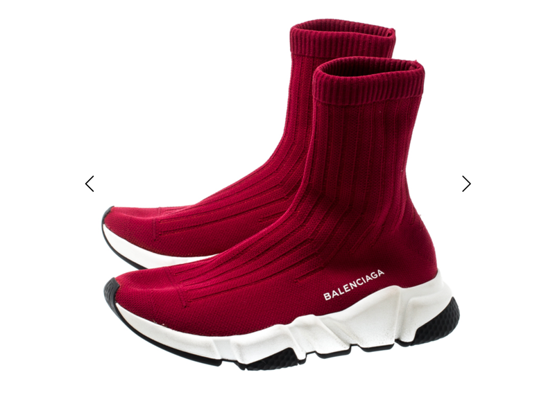 Balenciaga Red Cotton Knit Speed Sock Sneakers