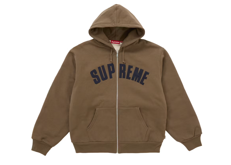 Supreme Arc Thermal Lined Zip Up Hooded Sweatshirt - brown
