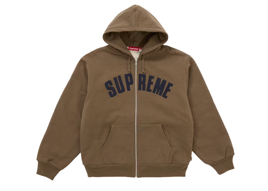 Supreme Arc Thermal Lined Zip Up Hooded Sweatshirt - brown