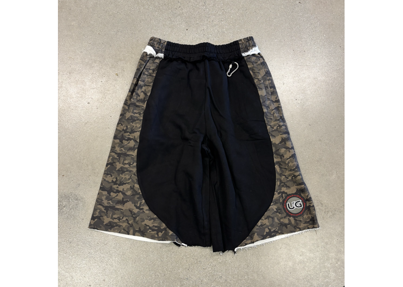Utopian Garments Black Camo Sweat Shorts