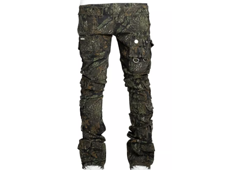 Guapi Mens Starry Tactical Stacked Denim Jeans - Camo