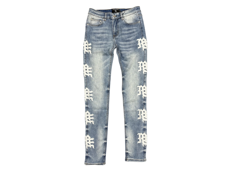 Mixed Emotion Monogram Denim Light Wash