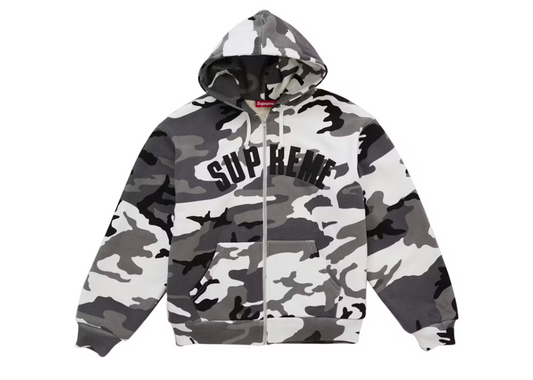 Supreme Arc Thermal Lined Zip Up Hooded Sweatshirt - snow camo