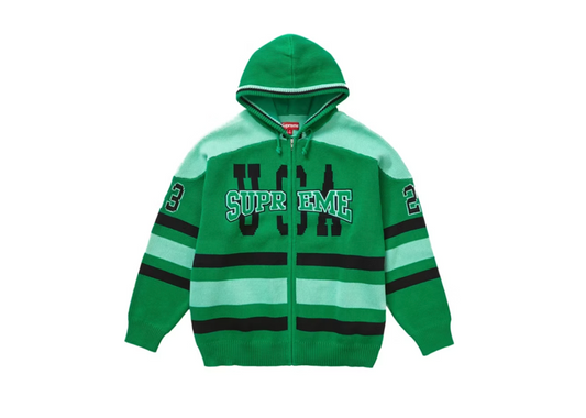 Supreme USA Zip Up Hooded Sweater Green