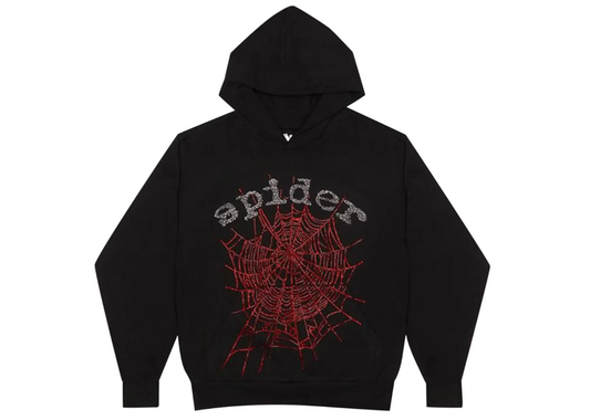 Sp5der OG Rhinestone Hoodie Black