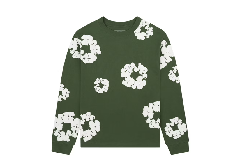 Denim Tears Long Sleeve Cotton Wreath T-shirt Green