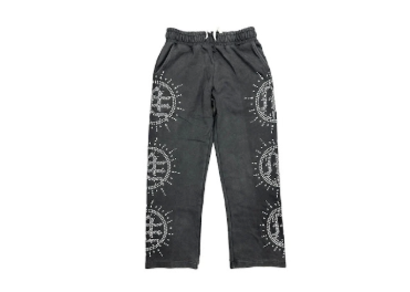 Mixed Emotion Eclipse Grey Acid Wash Rhinestone Sweats