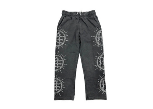 Mixed Emotion Eclipse Grey Acid Wash Rhinestone Sweats