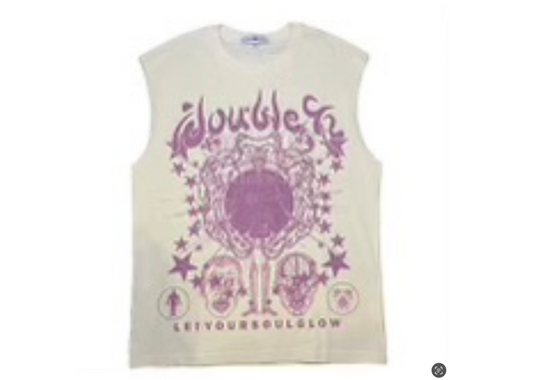 Double K CutOff Tee Cream/Purple