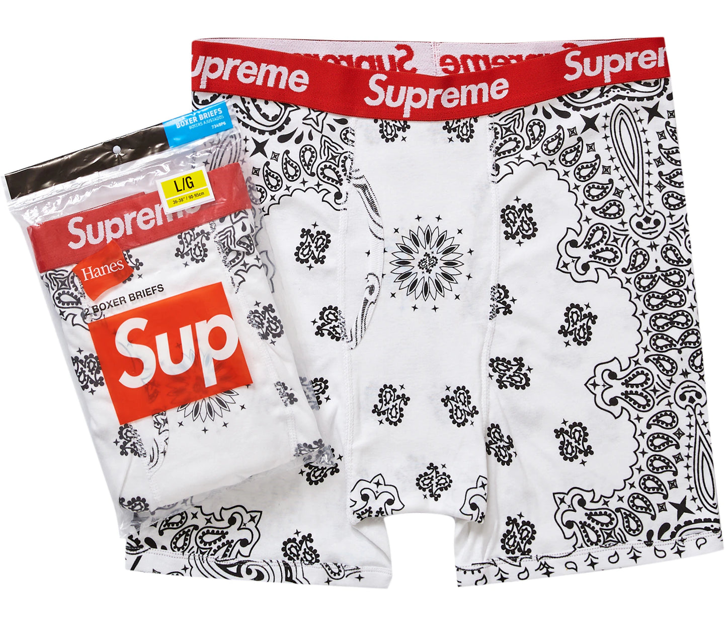 Supreme Hanes Bandana Boxer Briefs (2 Pack) White