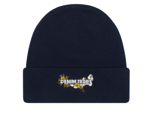 Floral Beanie Navy