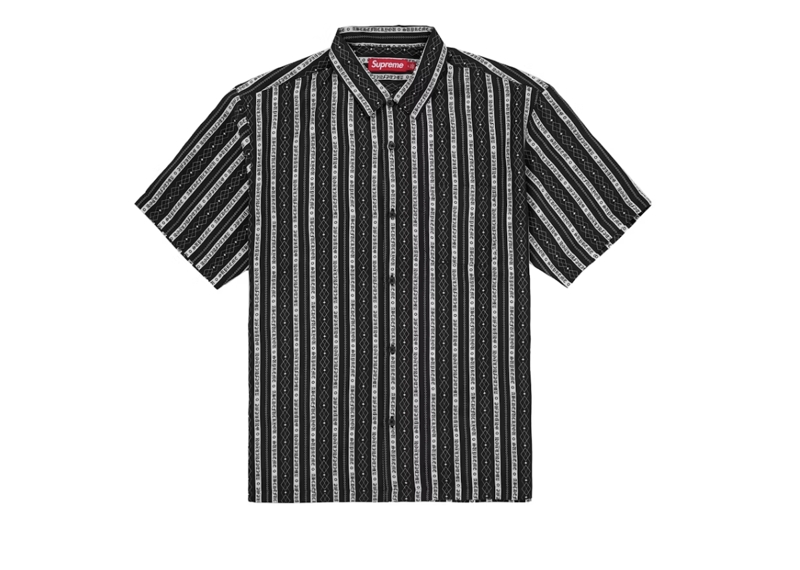 Supreme Old English Stripe Silk S/S Shirt Black
