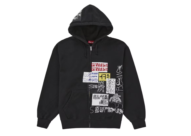 Supreme 176 Zip Up Hooded Sweatshirt Black