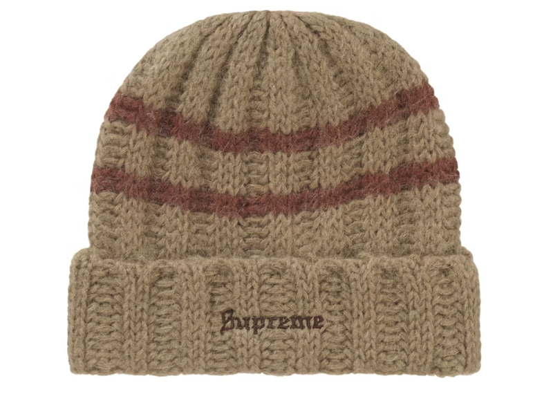 Supreme Brushed Stripe Beanie Brown