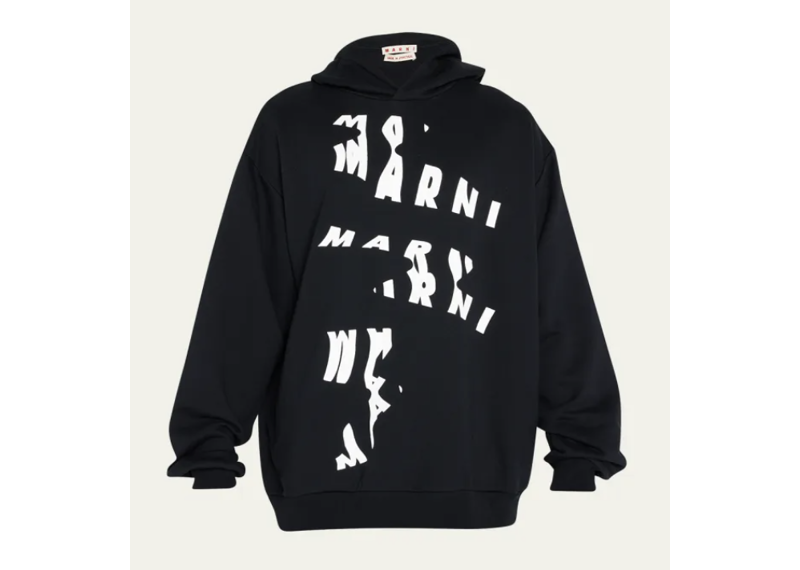 Marni Mens Swirl Logo Pullover Hoodie
