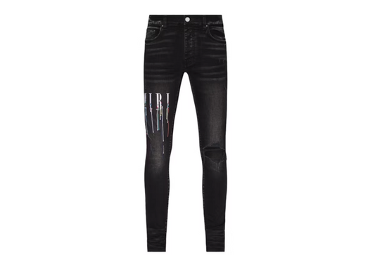 AMIRI Paint Drip Logo Jeans Black