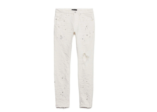 PURPLE BRAND Optic White Paint Blowout Jeans