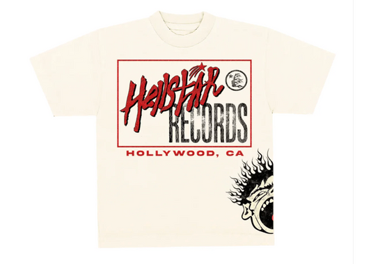 Hellstar Studios Records Short Sleeve Tee Shirt Cream