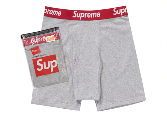 Supreme Hanes Boxer Briefs (2 Pack) Heather Grey