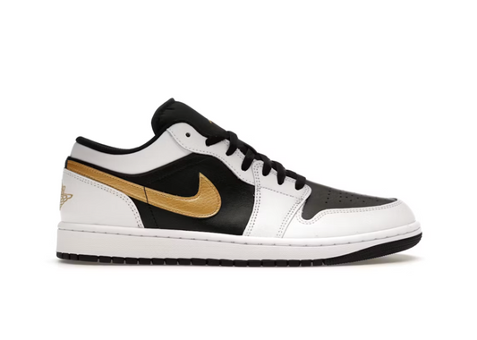 Jordan 1 Low White Black Metallic Gold Swoosh